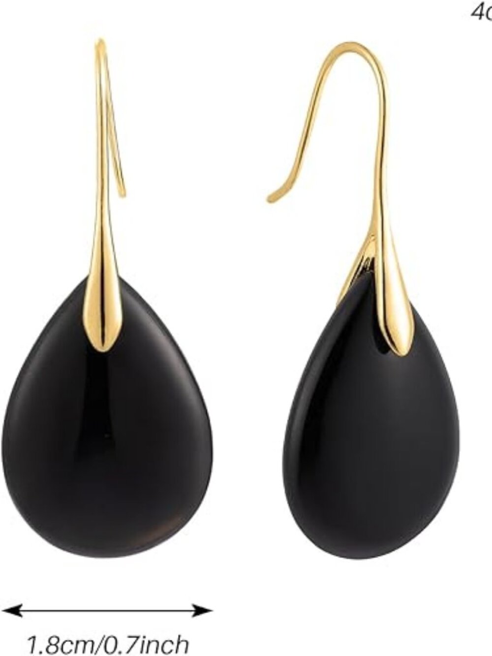 Grey Agate Teardrop Earrings | Natural Stone Drop Dangle Earrings - Picture 5 of 7